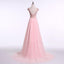 Sexy Backless Cap Sleeve Blush Pink Beaded Long Evening Prom Dresses, vestidos de fiesta largos baratos populares 2018, 17241