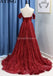 Σκούρο κόκκινο Sparkly Off ώμου A-line Long Evening Prom Dresses, Evening Party Prom Dresses, 12294