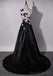 Un Hombro de la Flor hecha a Mano Negro de Una línea de Noche Largos vestidos de fiesta, Vestidos 17624