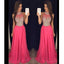 Robes de bal de soirée licou rose chaud, robe de bal longue perlée 2017, robe de bal longue personnalisée, robe de bal de soirée pas cher, robe de bal formelle, 17037