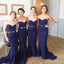 Γυναικεία σέξι γοργόνα Γλυκό καρδιά μπλε μπλε φθηνά φορέματα παράνυμφων γάμου, WG106