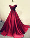 Εκτός ώμου σκούρο κόκκινο μακρά βραδινά φορέματα Prom, φθηνά προσαρμοσμένα φορέματα πάρτι, 18599