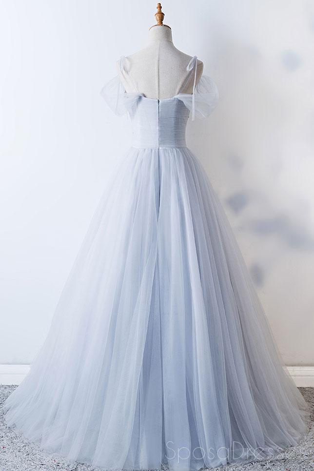 Off Shoulder Pale Blue Tüll A-Linie langen Abend Ball Kleider, billige Party Custom Prom Kleider, 18626