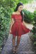 Από τον Ώμο Κόκκινο κορδόνι Απλό Φθηνά Σύντομη Φορέματα Homecoming 2018, CM549