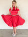 Deux pièces Halter Red Off Shoulder Cheap Homecoming Dresses 2018, CM428