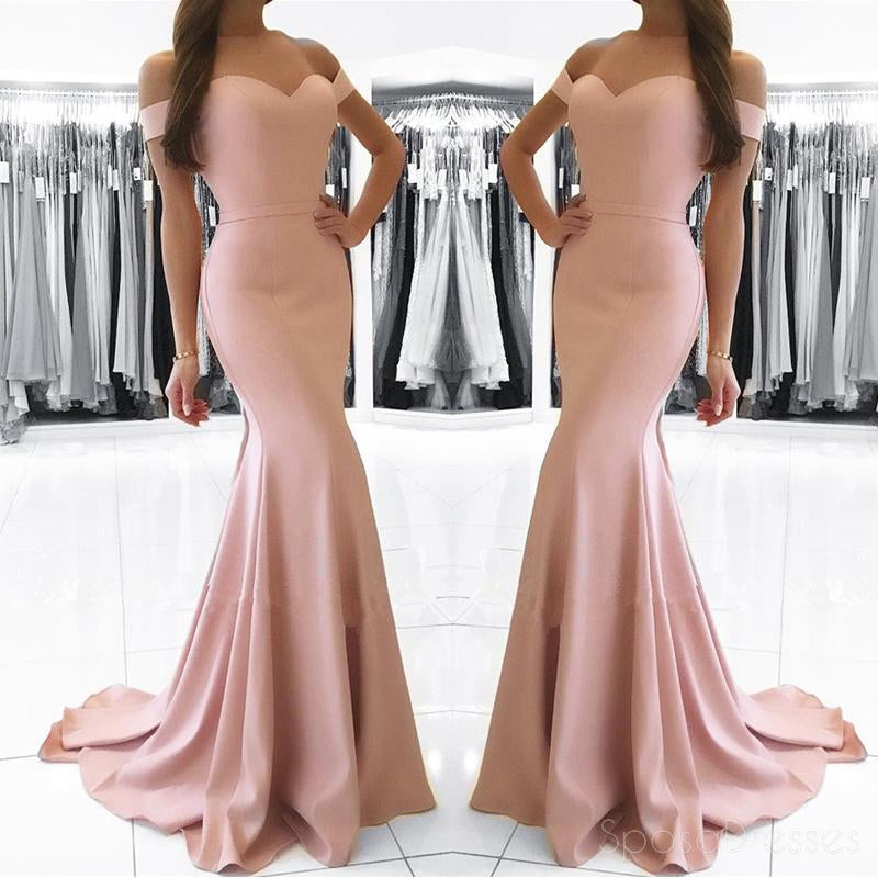 Simple Off Shoulder Blush Pink Mermaid Evening Prom Dresses, Popular 2018 Party Prom Dresses, Custom Long Prom Dresses, Cheap Formal Prom Dresses, 17204