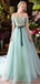 Verde de cordón del hombro vestidos de la fiesta de promoción de la tarde adornados con cuentas, 16 vestidos dulces de encargo baratos, 18484