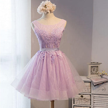 Lovely Lilac Lace Short Homecoming Prom Φορέματα, προσιτό σύντομο πάρτι Prom γλυκά 16 φορέματα, τέλεια Homecoming Cocktail Φορέματα, CM373