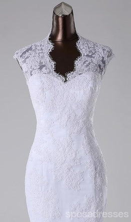Alto decote vê por vestidos de casamento de casamento de sereia de cadarço, vestidos de casamento feitos alfandegários, vestidos de noiva de casamento disponíveis, WD251