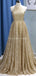 Λαμπερό Χρυσό Παγιέτες Μια γραμμή Μακρύ Βράδυ Φορέματα Prom, Βράδυ Πάρτι, Φορέματα Prom, 12295