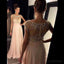 Ρουζ σε Ροζ Κγπ Μανίκι διακοσμημένο με Χάντρες Μακρύ Βράδυ Φορέματα Prom, Προκλητικός Δείτε Μέσω του Κόμματος Prom Φόρεμα Συνήθειας Μακριά Φορέματα Prom, Φτηνές Επίσημα Φορέματα Prom, 17043