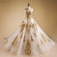 Γυναικεία φορέματα χρυσού δαντέλα A-line Long Evening Prom, Φτηνές Custom 16 Sweet Dresses, 18527