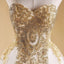 Sweetheart Gold Lace A-line Long Evening Prom Dresses, Cheap Custom Sweet 16 robes, 18527
