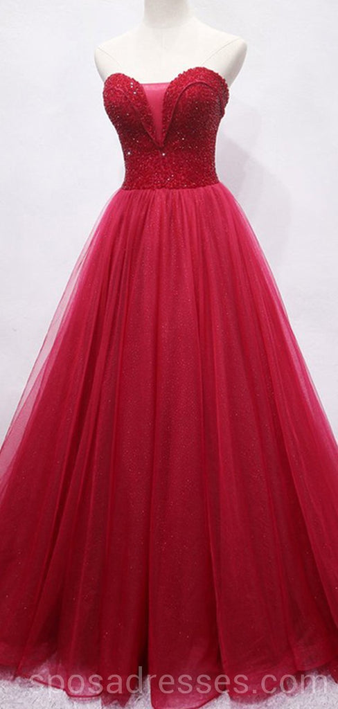 Chérie perlée rouge foncé longues robes de bal de soirée, robes de bal de fête personnalisées bon marché, 18594