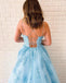 Les spaghetti dos nu bleus sexy attachent des robes de bal d'étudiants de soir de lacet, des robes de bal d'étudiants du parti du soir, 12271