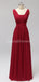 Rote zwei Träger Chiffon rückenfreie lange billige Brautjungfernkleider Online, WG560
