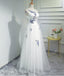 Einfache Elegante Frauen Mode Weiß Stickerei Lange Abend Prom Kleider, Beliebte Günstige Lange 2018 Party Prom Kleider, 17301