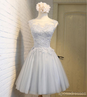 Scoop Neckline Gray Lake Cure Homecoming Prom Dresses, Cheap Cocktail Dresses, CM336