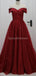 Από τον Ώμο Σκούρο Κόκκινο Sparkly Μια γραμμή Μακρύ Βράδυ Φορέματα Prom, Βράδυ Πάρτι, Φορέματα Prom, 12296