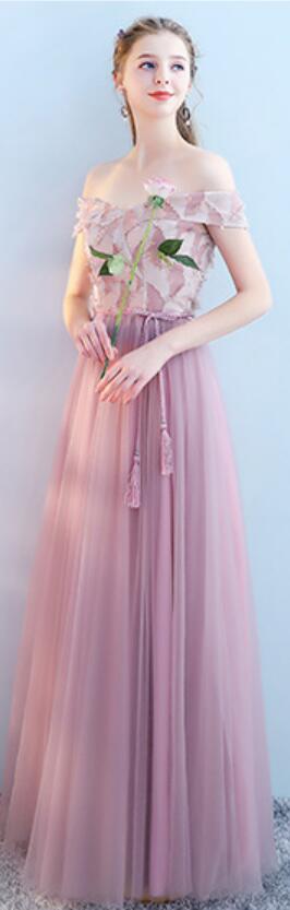 Tulle Pink Long Dépareillé Unique Robes de demoiselle d’honneur bon marché en ligne, WG512