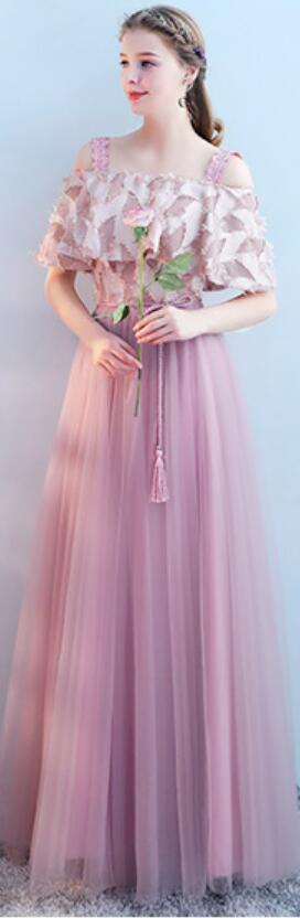 Tüll rosa lange übereinstimmende einzigartige günstige Brautjungfer Kleider Online, WG512
