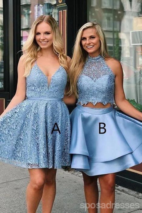 Μπλε Δαντέλα Σύντομο Φτηνές Φορέματα Homecoming σε απευθείας Σύνδεση, Φθηνά Σύντομη Φορέματα Prom, CM746