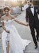 Off shoulder Encaje A-line vestidos de novia en línea, baratos vestidos de novia únicos, WD597