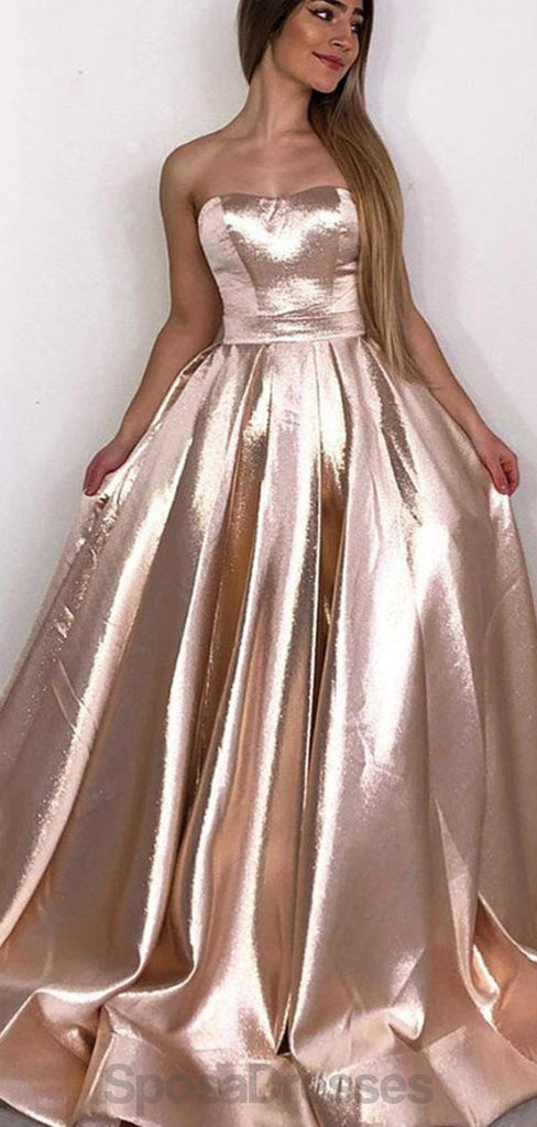 Strapless Sparkly Gold Φθηνά βραδινά φορέματα Prom, Βραδινά φορέματα Prom, 12162