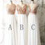 Cumbre de la lentejuela de estilos diferente descoordinada gasa blanca sin mangas vestidos de la dama de honor en venta largos para boda, WG17