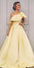 One Shoulder Simple Yellow Günstige lange Abendballkleider, Abendparty-Abendkleider, 12155