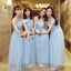 Vestidos de dama de honor de la novia larga Blue Tulle, vestidos de dama de honor larga personalizados baratos, vestidos de dama de honor asequibles, BD006