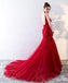 Σέξι εξώπλατη γλυκιά μου ντεκολτέ Σκούρο Κόκκινο Δαντέλα μια γραμμή μακρύ βράδυ Prom Φορέματα, δημοφιλή φθηνά μακρά έθιμο κόμμα Prom Φορέματα, 17333