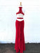 Σέξι Κόκκινο Lace Halter Backless Γοργόνων Μακρύ Βράδυ Φορέματα Prom, 17552
