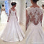 Vestidos de novia baratos de una línea de encaje de manga larga en línea, WD335