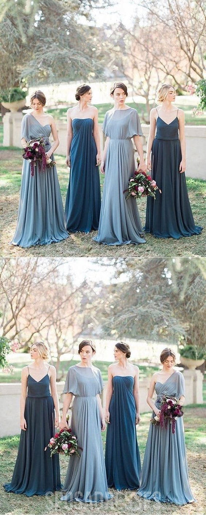 Mismached Chiffon Cheap Long Bridesmaid Dresses Online, WG291