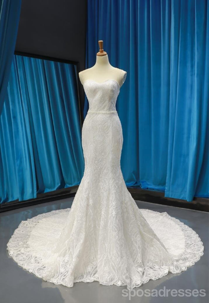 Vestidos de novia de sirena de encaje de novia en línea, vestidos de novia baratos, WD621