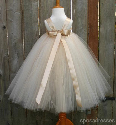 Satin Strap Tulle Flower Girl Dresses, Satin Flower Lovely Little Girl Dresses, FG025