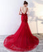Σέξι εξώπλατη γλυκιά μου ντεκολτέ Σκούρο Κόκκινο Δαντέλα μια γραμμή μακρύ βράδυ Prom Φορέματα, δημοφιλή φθηνά μακρά έθιμο κόμμα Prom Φορέματα, 17333