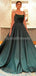 Emerald Green Spaghetti Straps Perled Long Evening Prom Robes, Robes de bal soirée, 12275
