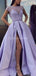 Cap Sleeves Lilac See Through Una línea de vestidos de fiesta largos de noche, vestidos de fiesta de noche, 12298