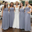Billige einfache formale Chiffon One Shoulder Floor-Length A Line Maxi Bridesmaid Dresses, WG136
