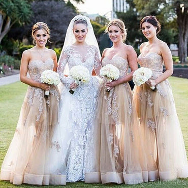 Sexy Unique Lace Long Wedding Bridesmaid Dresses, BD0002