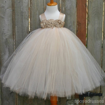 Satin Strap Tulle Flower Girl Dresses, Satin Flower Lovely Little Girl Dresses, FG025
