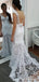 Sexy backless encaje sirena vestidos de novia en línea, vestidos de novia baratos, WD623