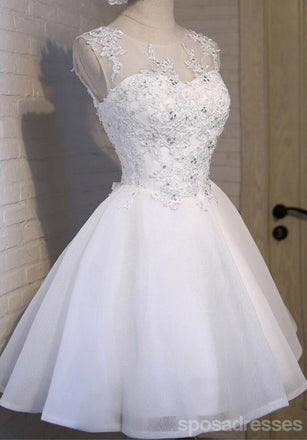 Vestidos de baile de bienvenida sexys de espalda abierta de encaje blanco, Vestidos de bienvenida baratos, CM281