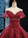 Από τον Ώμο Σκούρο Κόκκινο Δαντέλα Φόρεμα Μπάλα το Βράδυ Φορέματα Prom, Βράδυ Πάρτι, Φορέματα Prom, 12258