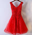 Red Lace V Neckline Homecoming Prom Dresses, Προσιτό Φόρεμα Κορσέ Πίσω Κοντό Κόμμα, Φορέματα Perfect Homecoming, CM254