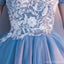Cheap Blue Off Shoulder Lace Cute Homecoming Dresses, CM446