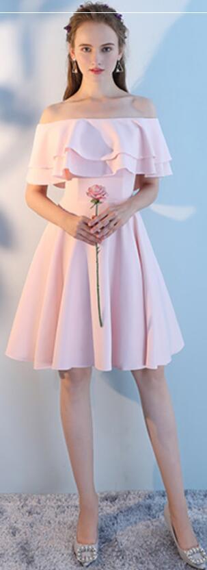 Blush rosa curto incompatível simples baratos dama de honra vestidos online, WG515