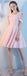 Blush rose pas cher dépareillé simple robes de demoiselle d'honneur courte en ligne, WG516